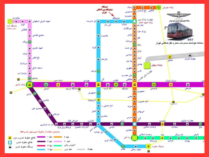 نقشه BRT تهران